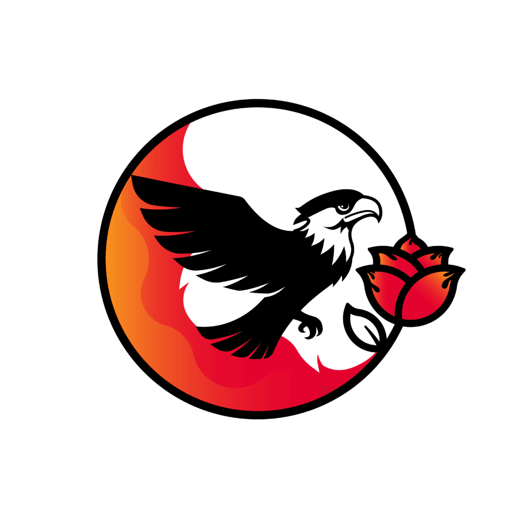 Logo da Juventude Trabalhista — Carcará com Rosa em Chamas